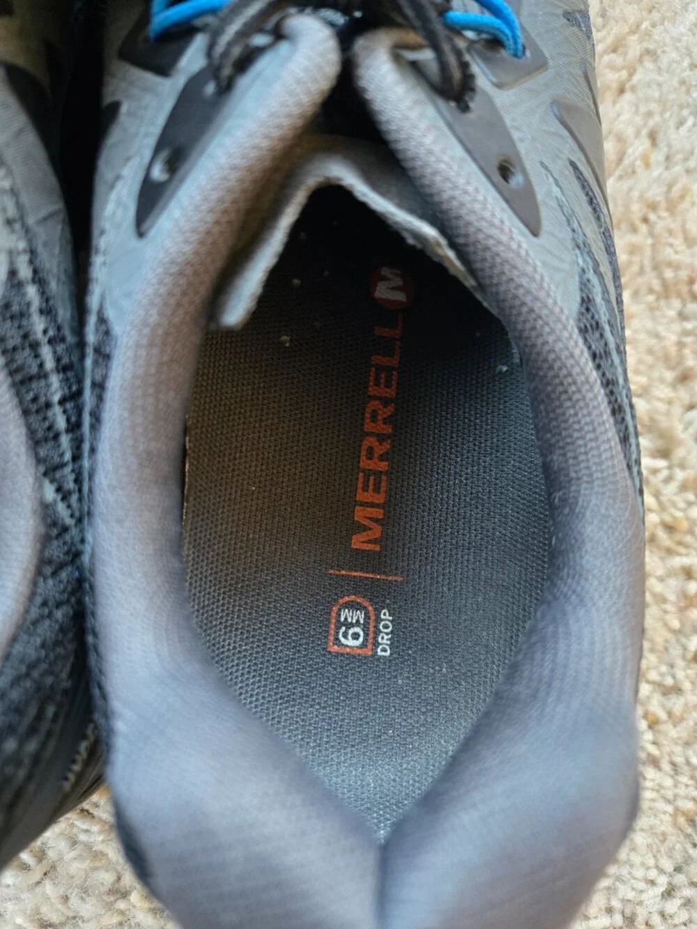 Merrell Agility Peak Flex Trail Running Shoes Black Gray Blue Men's US 8.5